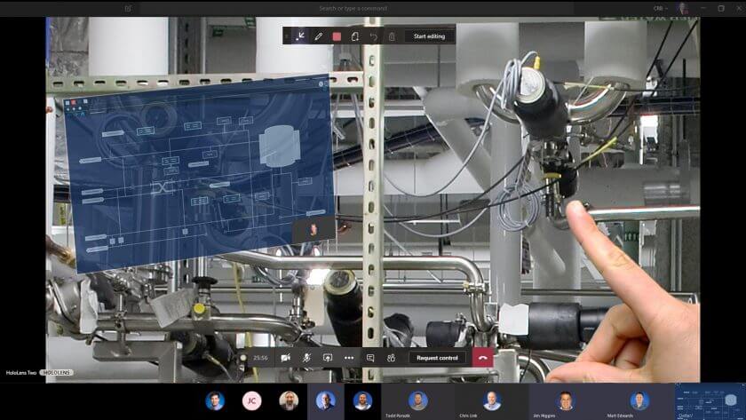 Remote assist used in virtual factory acceptance testing