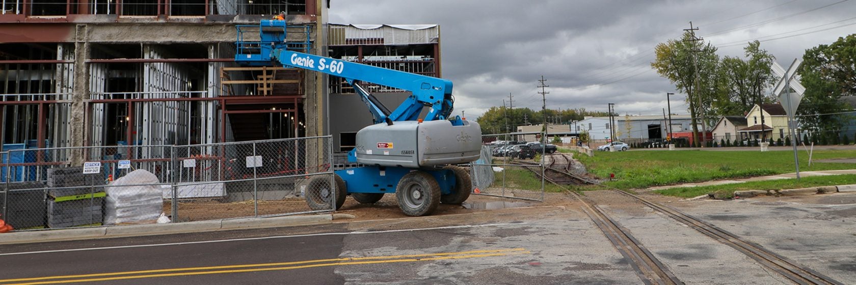 Railroad next to construction