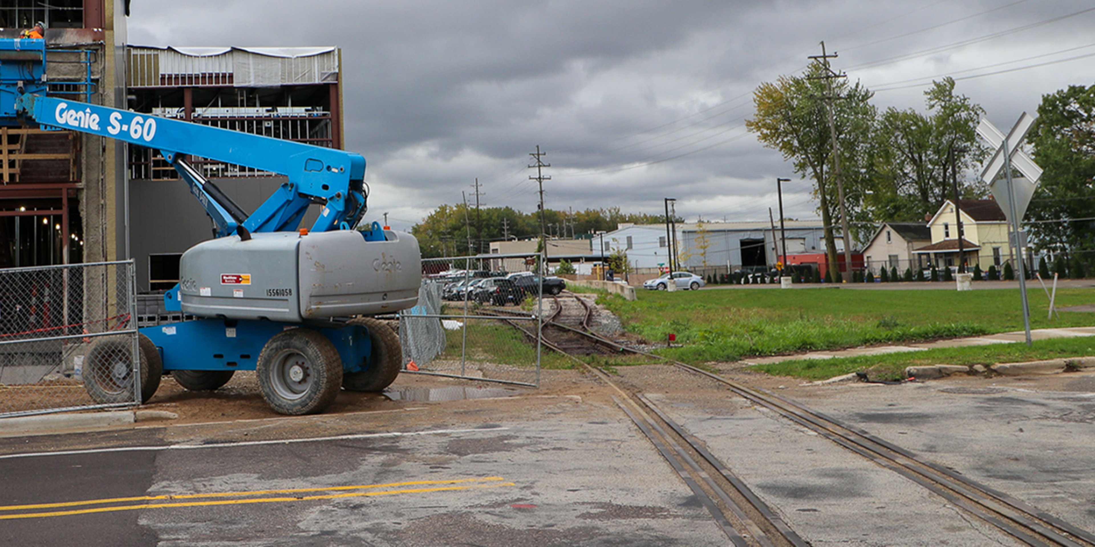Active railroad next to facility
