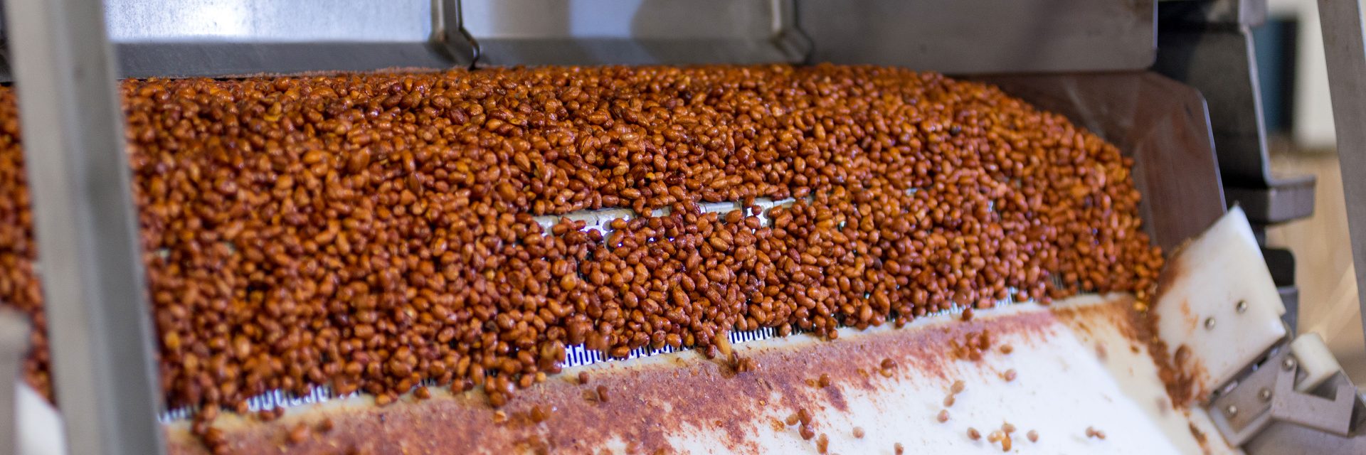 A peanut roaster in a segregated area of a food manufacturing plant