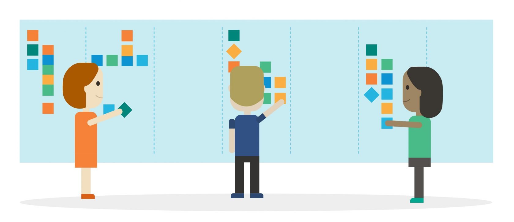 People creating a construction sequence schedule