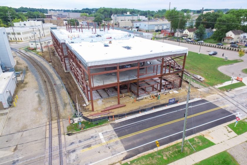 Under construction aerial view site challenges