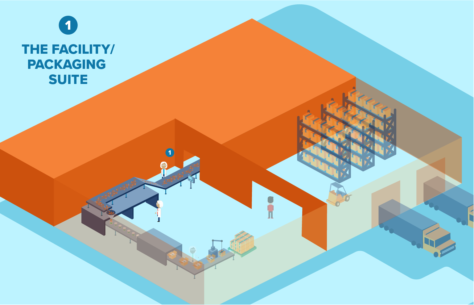 Packaging suite design within a food facility