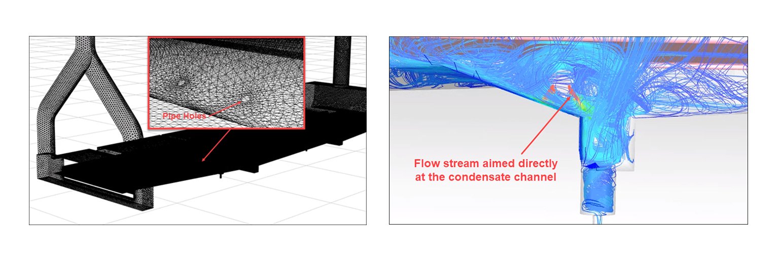 Simulated flow stream of steam from CFD case study
