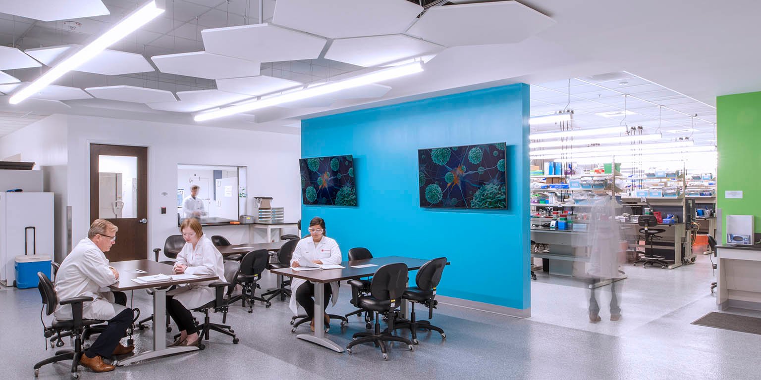 Workers inside PRA Health's scientific lab