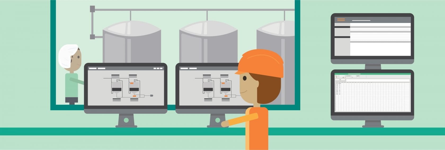 illustration of control room in dairy processing plant