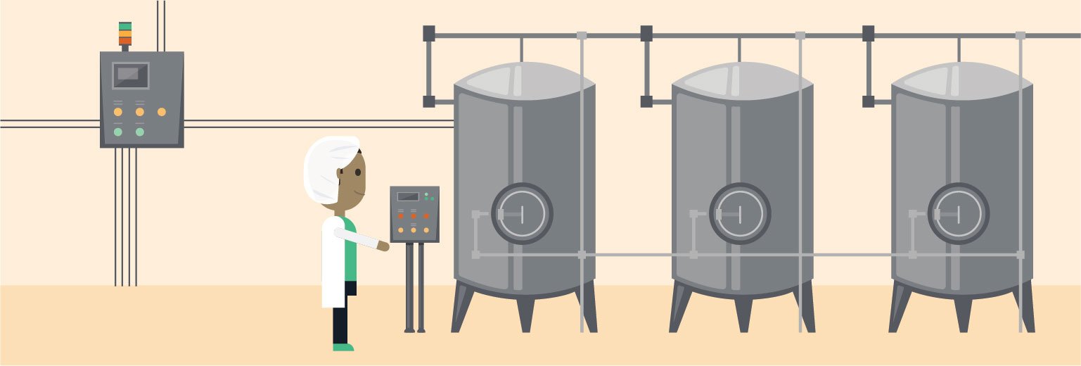Illustration of dairy processing tanks