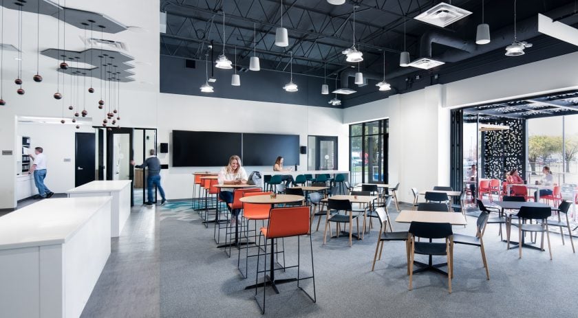 A large and open cafe area to promote networking and collaboration