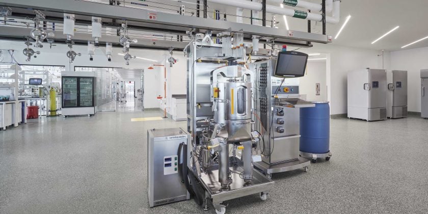 bioreactor at a gene therapy biotech manufacturig lab