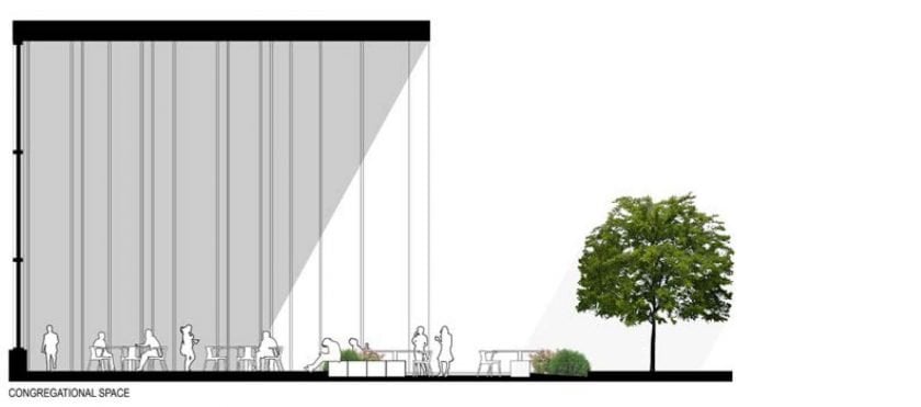 design rendering of community office space