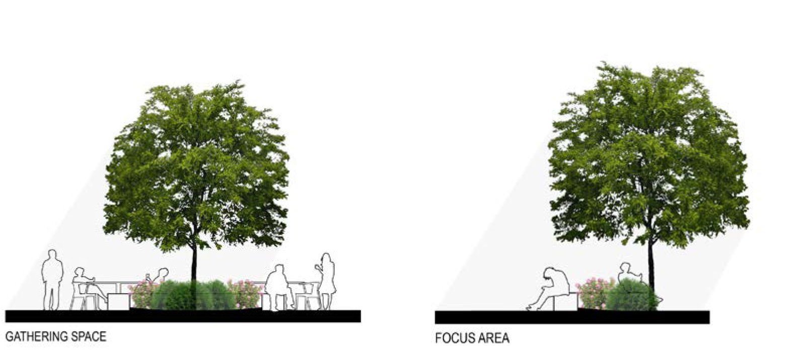 design rendering of quiet outdoor office space