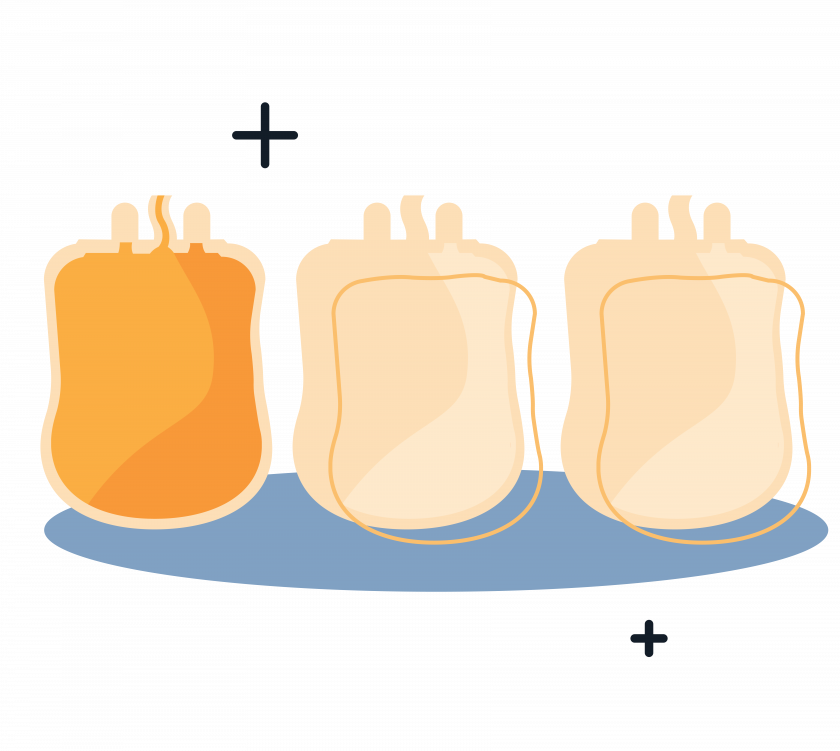 Missing plasma bags representing plasma shortage