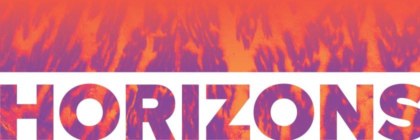 Horizons red and purple banner