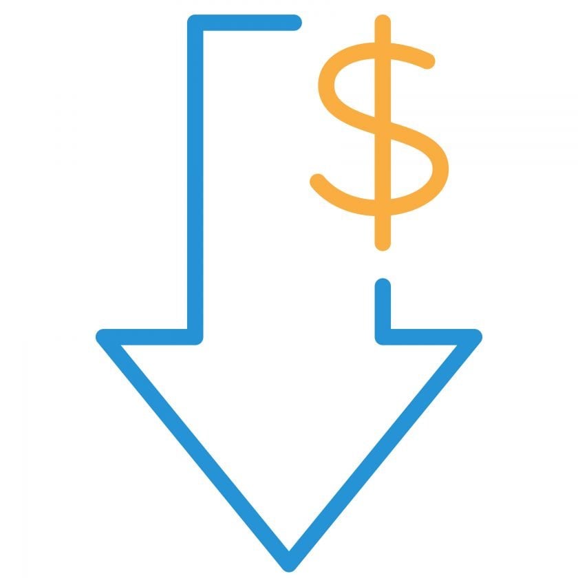 dollar sign with arrow pointing down
