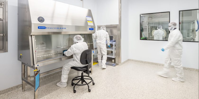 Biosafety cabinet in gene therapy manufacturing facility