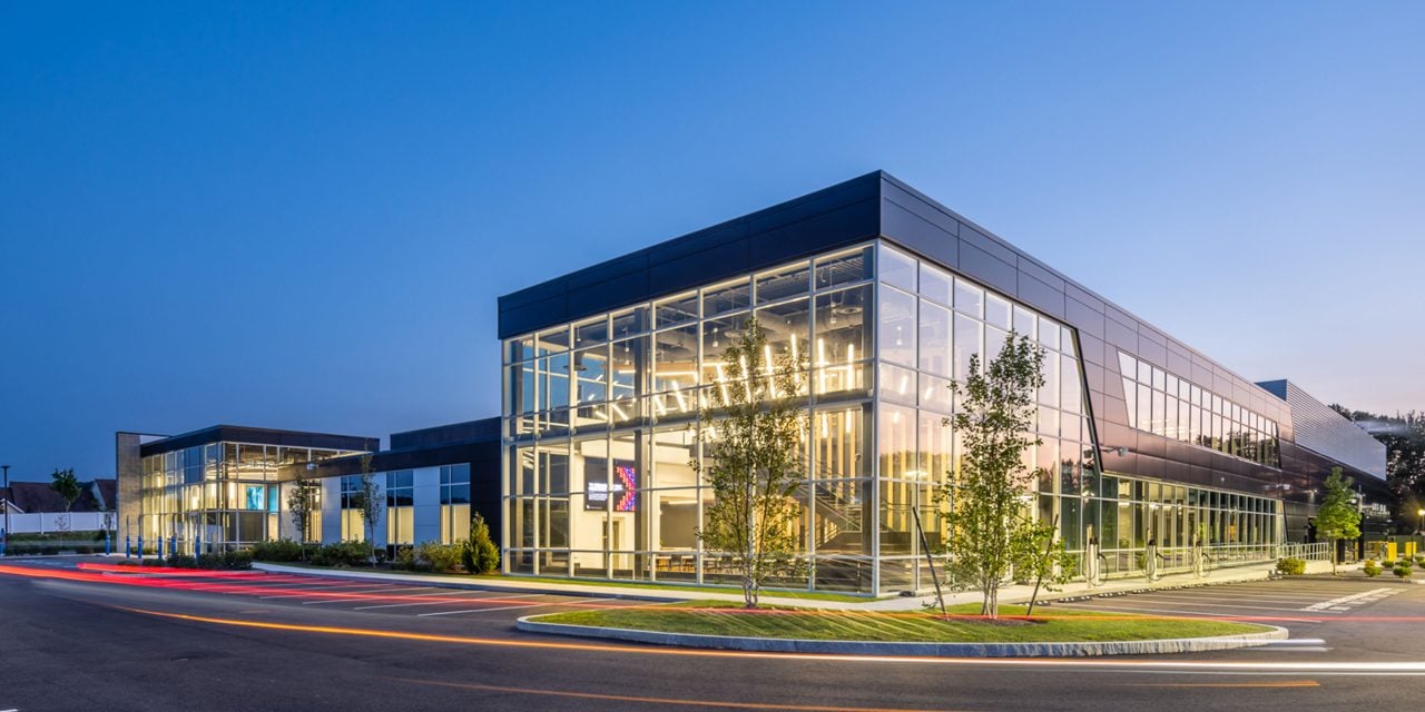 Exterior view of a state-of-the-art gene therapy manufacturing facility with Fit-to-Flex modular design.