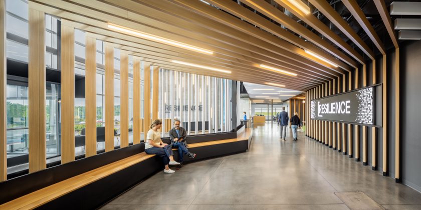 Interior hallway with modern architectural elements