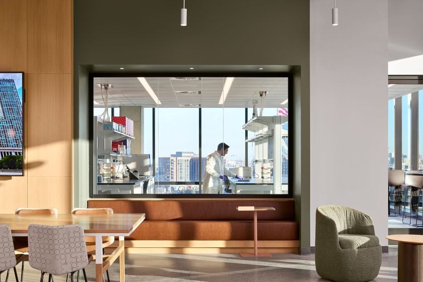 Window from office into lab